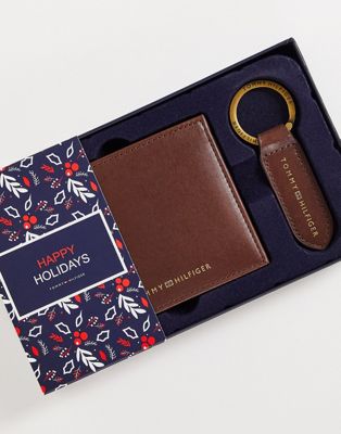 Tommy Hilfiger wallet and key fob set in brown
