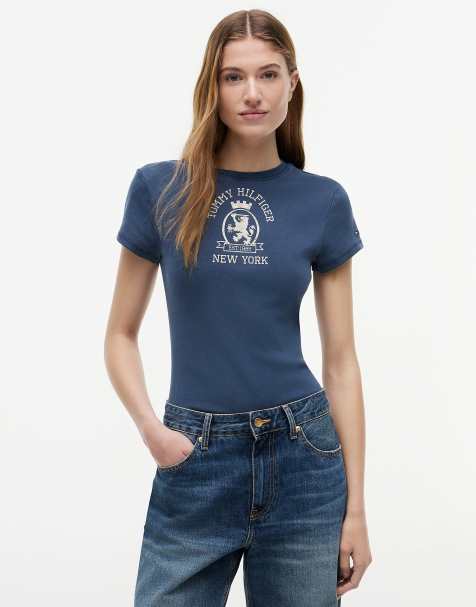 Tommy Hilfiger Washed crest slim t-shirt in dark blue