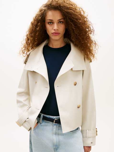 Tommy Hilfiger – Wasserabweisende, kurze Trenchjacke in Beige - view 1