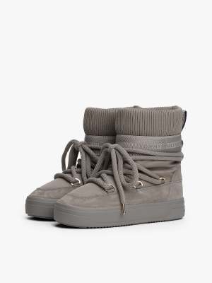 Tommy Hilfiger - Wasserabweisende Schneestiefel in Dunkelgrau mit Schnürung