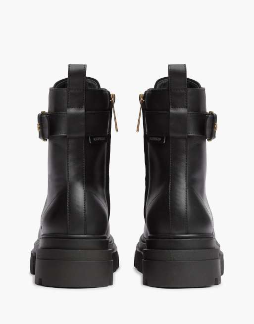 Tommy Hilfiger wasserfeste Leder-Stiefel mit grober Schnürung in Schwarz, 4 von 7