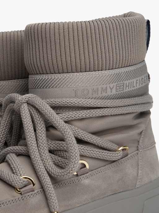 Tommy Hilfiger Water repellent lace-up snow boots in dark grey ASOS