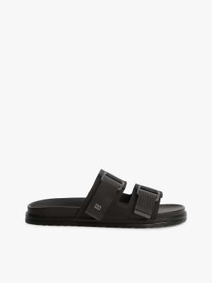  Webbing strap buckle suede sandals 