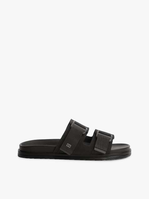 Tommy Hilfiger Webbing strap buckle suede sandals in black - view 1