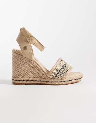  wedge heel espadrille sandals in beige