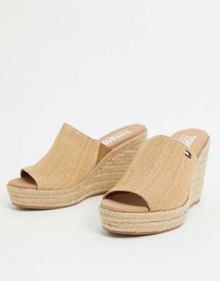 tan wedge mules