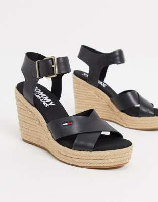 tommy hilfiger black wedges