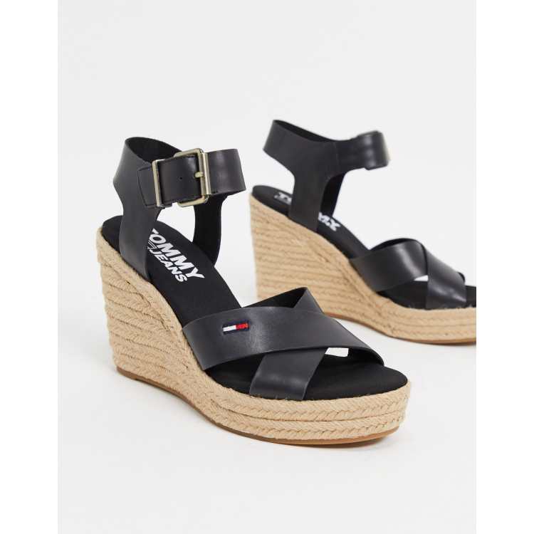 Tommy hilfiger best sale black wedge sandals