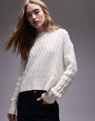 Tommy Hilfiger – Weicher Pullover in Beige mit Zopfmuster - view 1