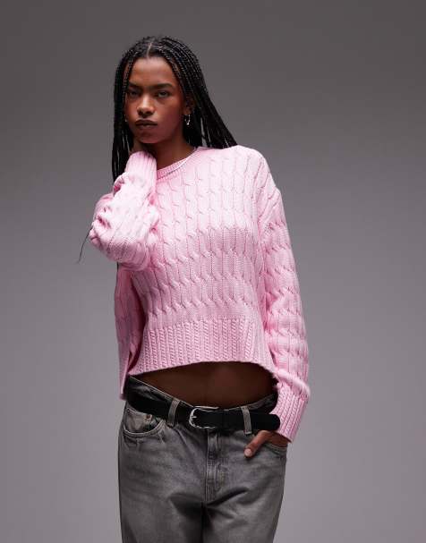Tommy Hilfiger – Weicher Pullover in Hellrosa mit Zopfmuster - view 1