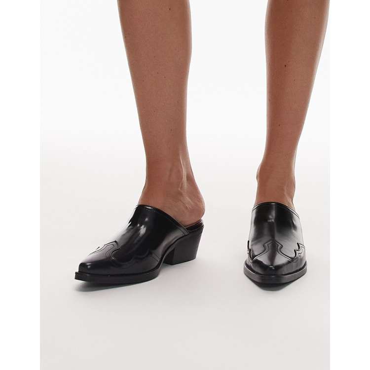 Tommy Hilfiger western detail pointed heel mules in black ASOS