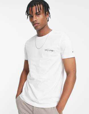 Tommy Hilfiger white t-shirt with logo print - ASOS Price Checker