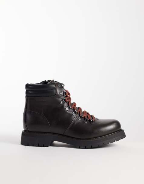 Tommy Hilfiger Windham leren outdoorlaarzen in donkerbruin - view 1