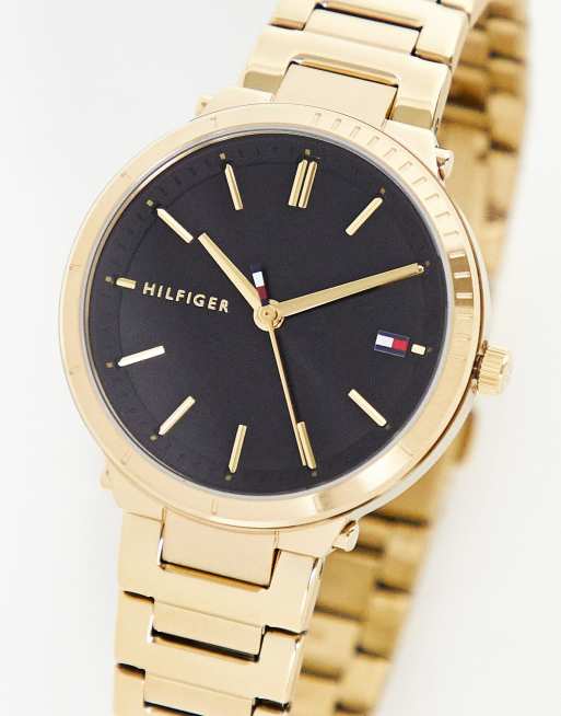 Tommy hilfiger black on sale and gold watch