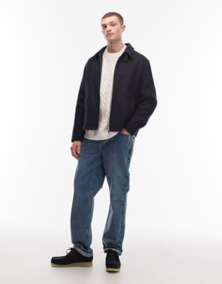 Tommy Hilfiger Wool Blend Harrington Jacket In Black