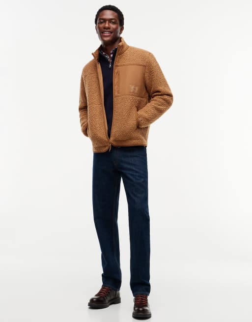 Tommy Hilfiger Wool blend teddy fleece zip-thru jumper in tawny, 2 of 7