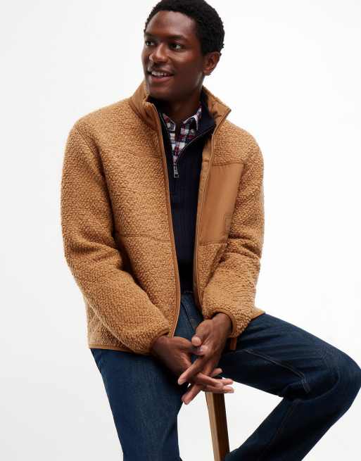 Tommy Hilfiger Wool blend teddy fleece zip-thru jumper in tawny, 3 of 7