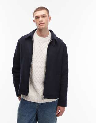 Tommy Hilfiger wool harrington jacket in navy