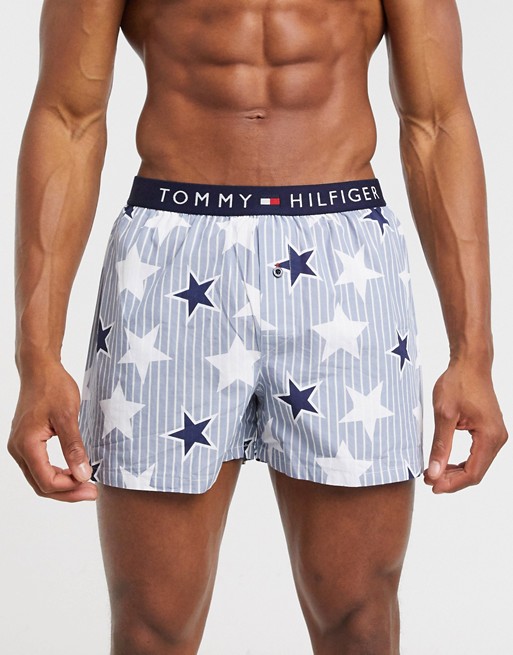 Tommy Hilfiger woven boxer in sky blue with star print
