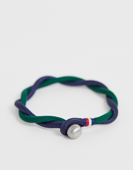 Tommy Hilfiger woven bracelet in navy and green