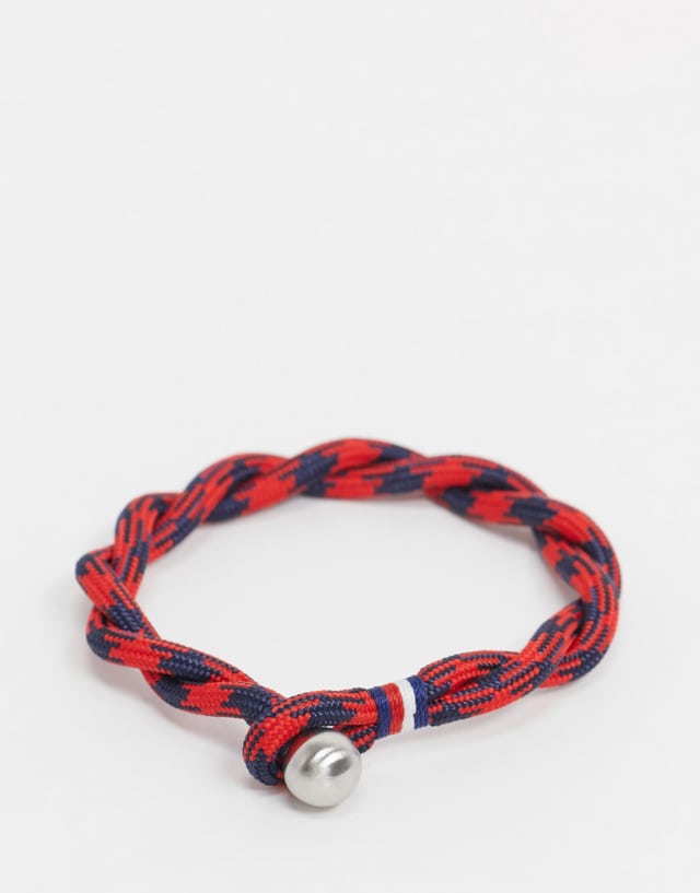 Tommy Hilfiger woven bracelet in red & navy