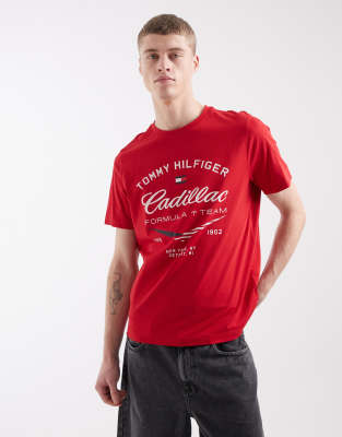 X Cadillac - College-T-Shirt in Rot mit Formel-1-Logo Rot 48