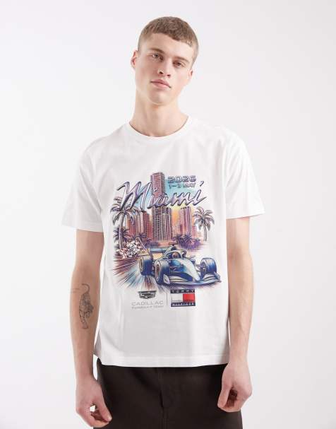 Tommy Hilfiger x Cadillac – F1 – Biały T-shirt z napisem Miami - view 1