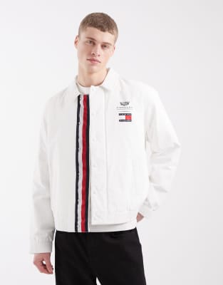 Tommy Hilfiger x Cadillac F1 chevron coach jacket in white