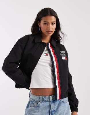 Tommy Hilfiger Tommy Hilfiger x Cadillac F1 logo cropped jacket in black