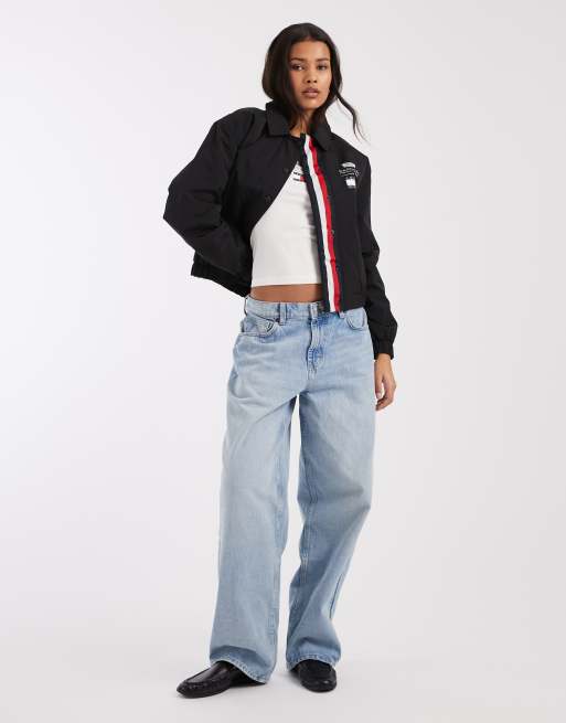 Tommy Hilfiger x Cadillac F1 logo cropped jacket in black, 3 of 4
