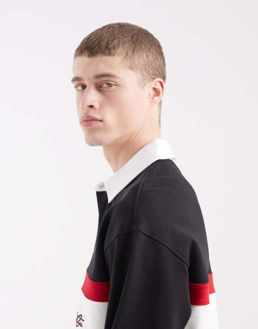 Tommy Hilfiger x Cadillac F1 - Maglia stile rugby nera con pannelli, 4 di 5
