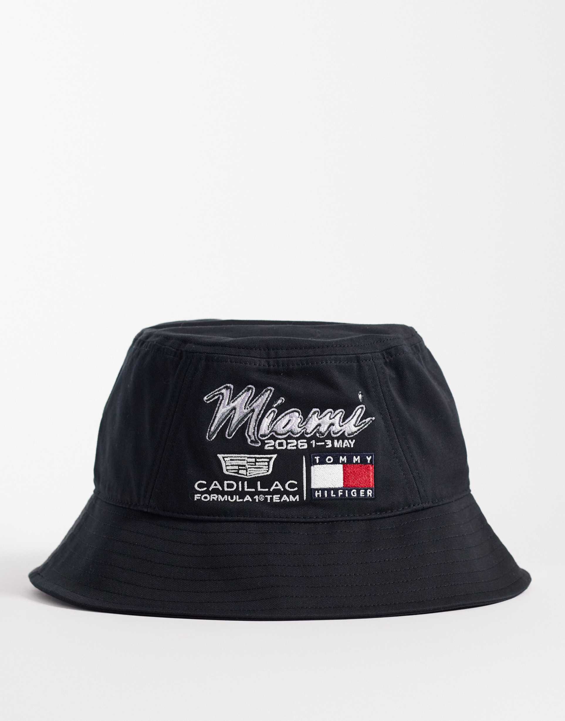tommy hilfiger x cadillac f1 miami bucket hat in black