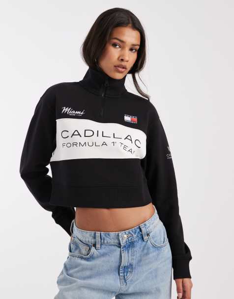 Tommy Hilfiger x Cadillac F1 Miami half zip sweatshirt in black & white - view 1