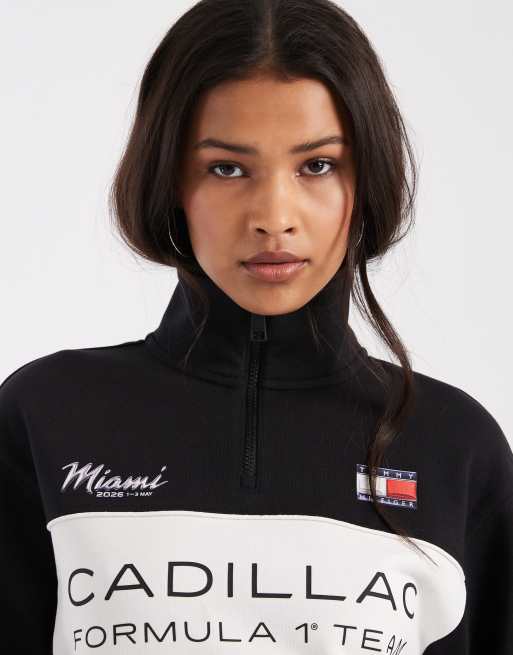 Tommy Hilfiger x Cadillac F1 Miami half zip sweatshirt in black