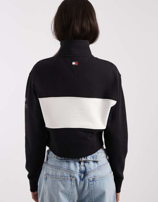 Tommy Hilfiger x Cadillac F1 Miami half-zip sweatshirt in black & white, 3 of 4