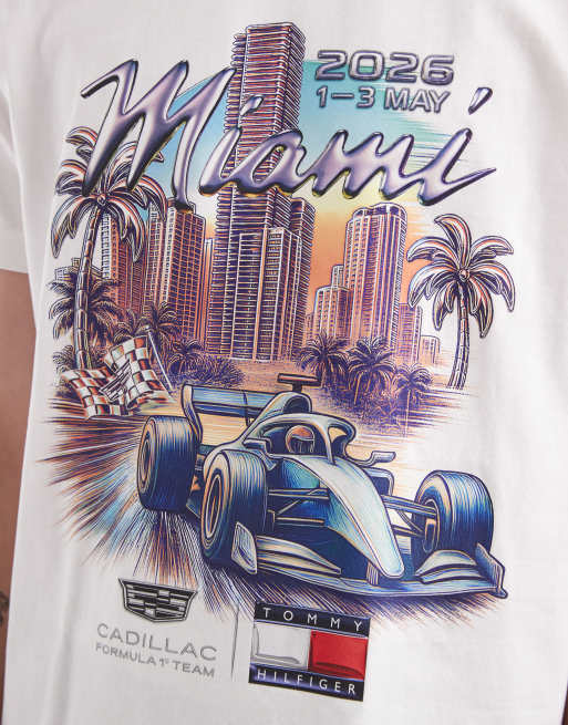 Tommy Hilfiger x Cadillac F1 Miami t-shirt in white, 3 of 5