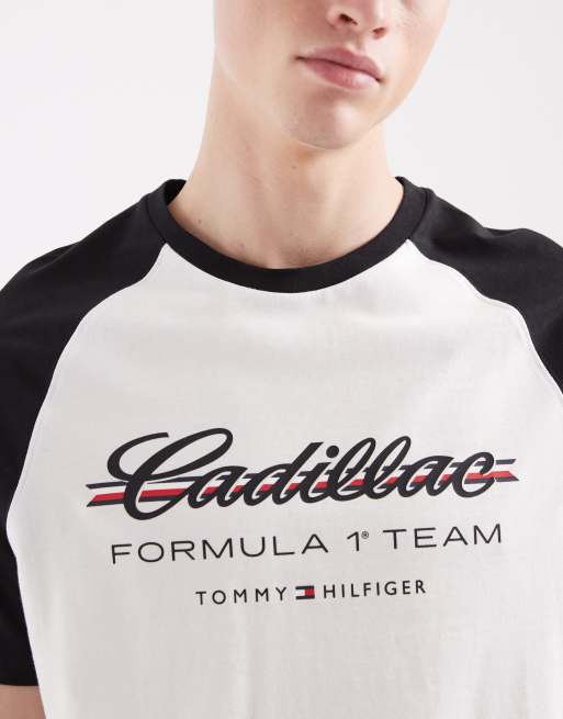 Tommy Hilfiger x Cadillac F1 ringer T-shirt in white & black, 3 of 5