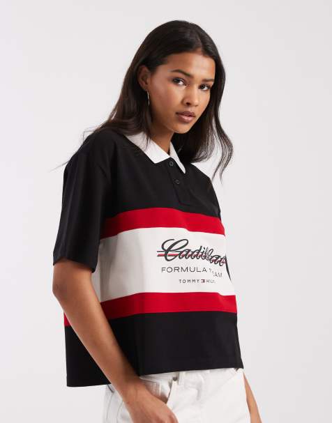 Tommy Hilfiger x Cadillac – F1 – Svart rugbytröja med korta ärmar och boxig passform - view 1