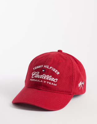 Tommy Hilfiger X Cadillac F1 Varsity Cap In Red