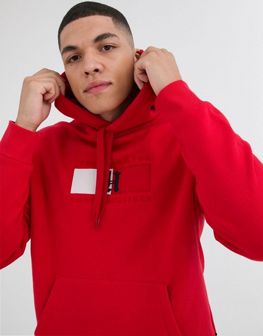 Tommy Hilfiger x Lewis Hamilton Capsule chest flag logo hoodie in red