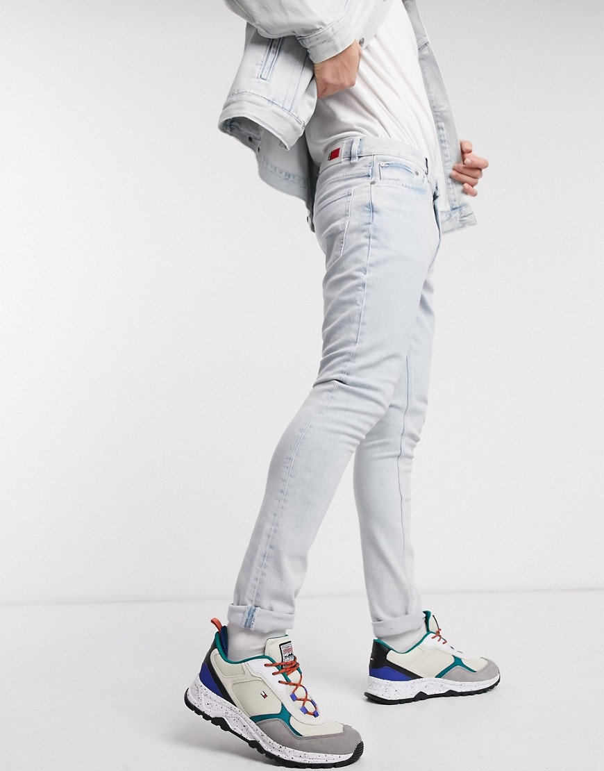 Tommy Hilfiger x Lewis Hamilton capsule slim fit bleached jeans in light indigo-Blue