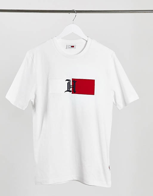 Unfair Politics begin Tommy Hilfiger x Lewis Hamilton classic logo t-shirt in white | ASOS