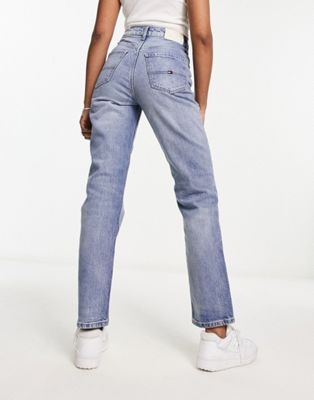 Tommy Hilfiger X Shawn Mendes Classic Straight High Waisted Jeans In Mid Wash-blue