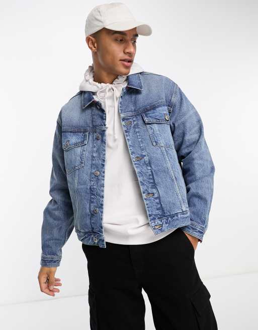 Men's Denim Trucker Jacket in Washed Indigo - Thursday