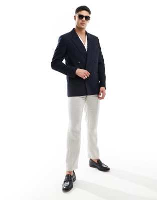 Tommy Hilfiger x Shawn Mendes flag logo double breasted blazer in navy - view 1