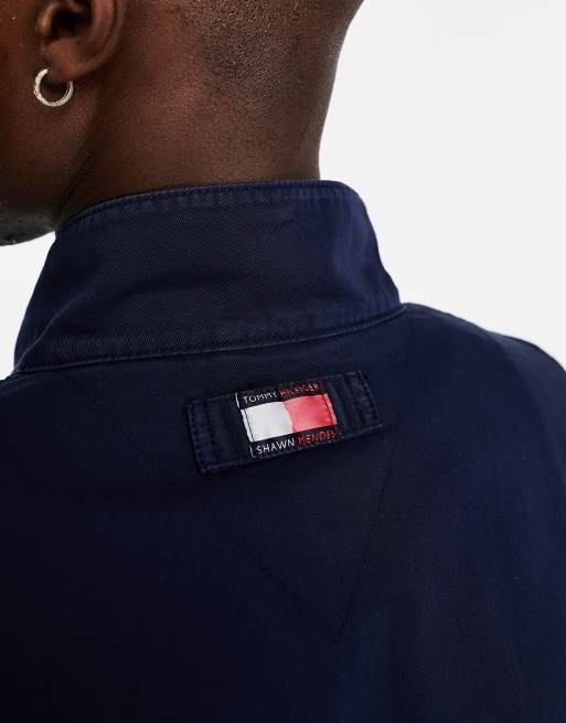 Tommy Hilfiger x Shawn Mendes flag logo harrington jacket in navy, 3 of 4