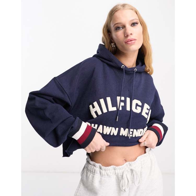 Tommy Hilfiger x Shawn Mendes fleece cropped graphic hoodie in