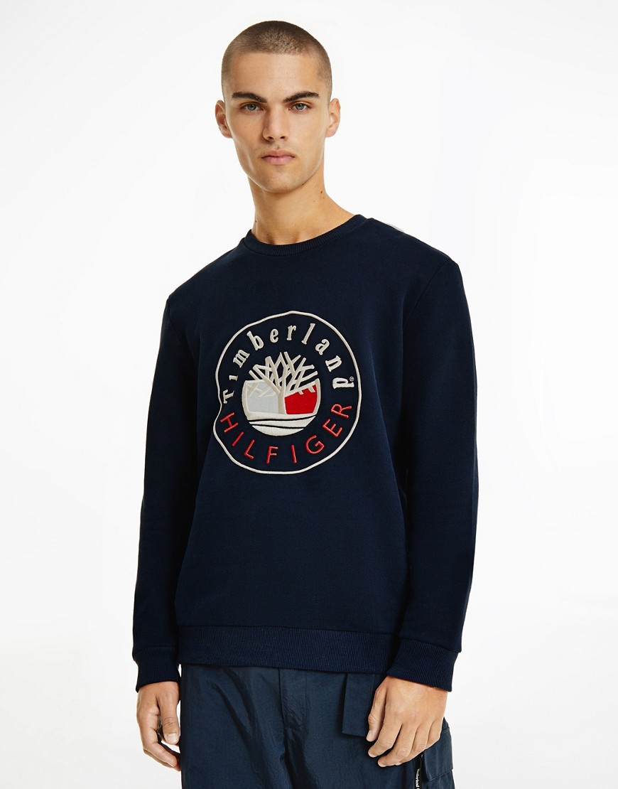 Tommy Hilfiger x Timberland capsule logo front sweatshirt in navy