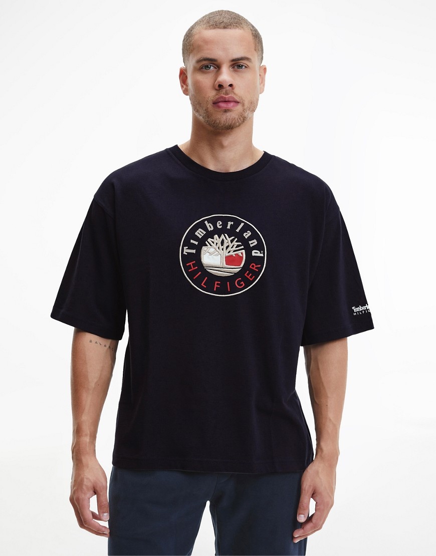 Tommy Hilfiger x Timberland capsule logo front t-shirt in navy