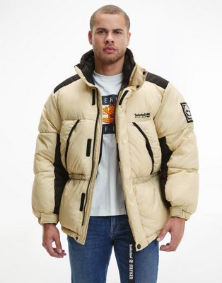 Tommy Hilfiger x Timberland capsule puffer jacket in beige